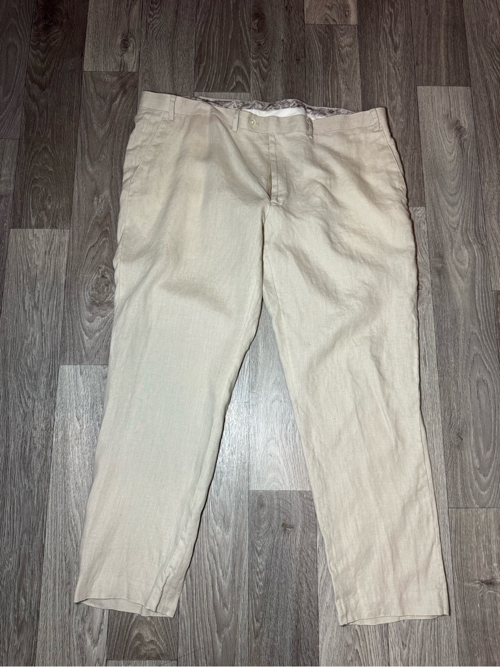 Lauren Ralph Lauren Men's Beige Pants 100% Linen Size 44x30